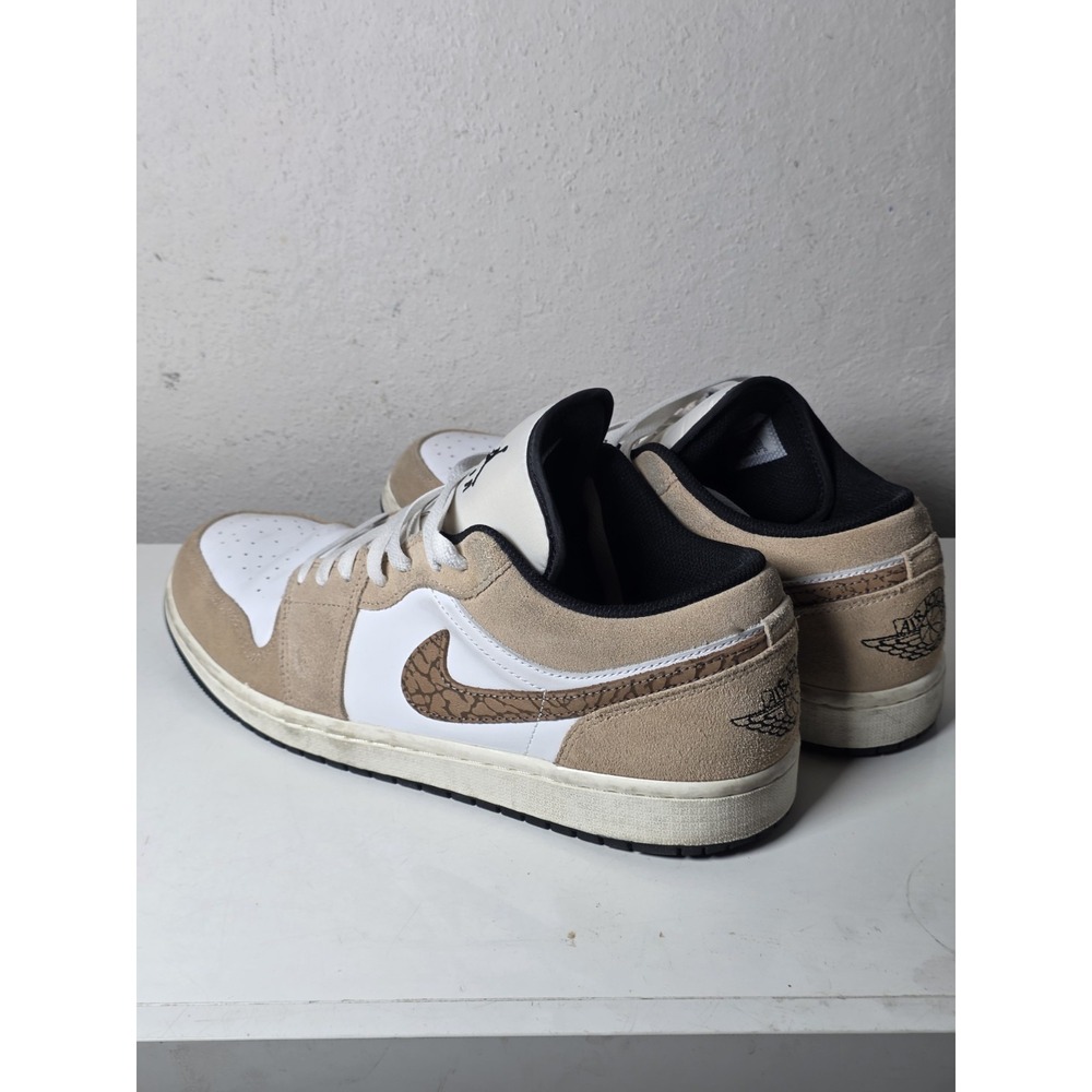 Jordan Air Jordan 1 Low Low Top Suede Leather Sneakers Beige White Black Men's - Picture 7 of 12